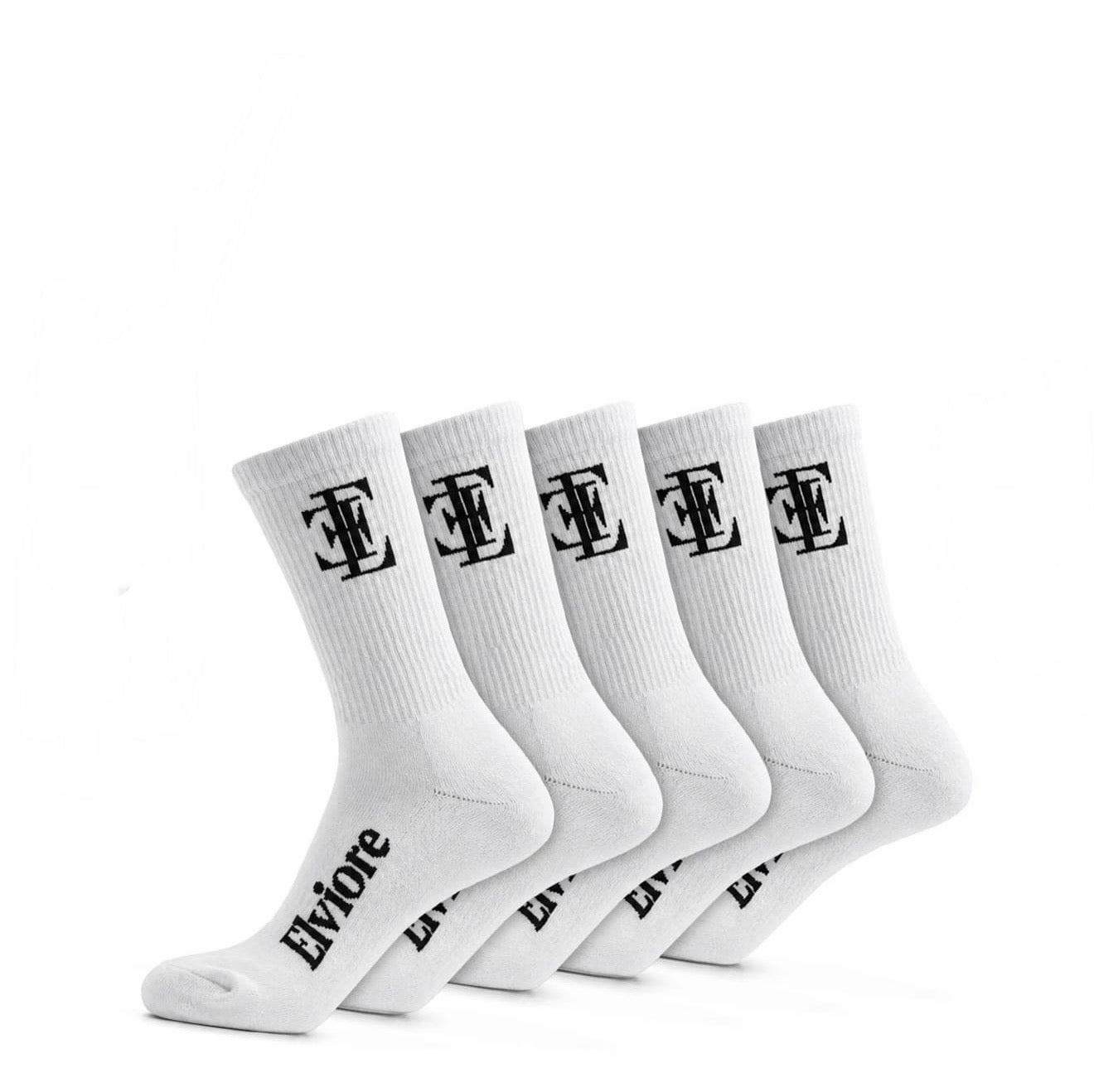 Elviore White Socks - 5 Pairs